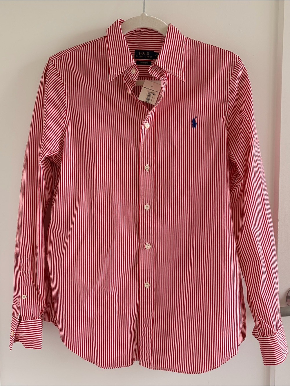 NWT Ralph Lauren Red and White Striped Button-Down Shirt
